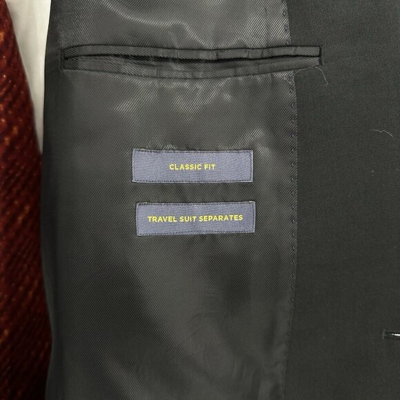 jacket blazer sport coat wool classic travel suit separates black 52L - Picture 9 of 9